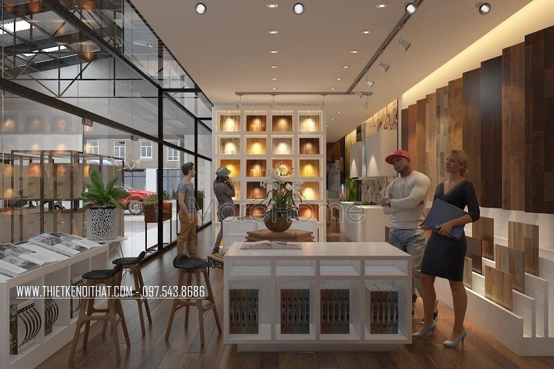 Mẫu thiết kế nội thất showroom JANHOME của chúng tôi là hiện đại với cách trang trí trưng bày sản phẩm độc đáo và đầy ấn tượng.